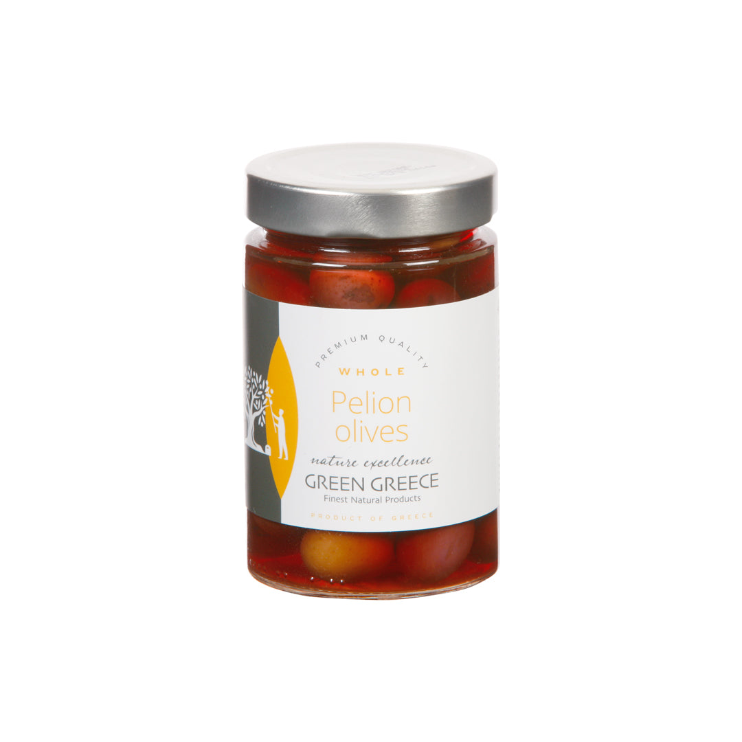 GREEN GREECE Schwarze Oliven im Glas 370g / 220g Abtropfgewicht