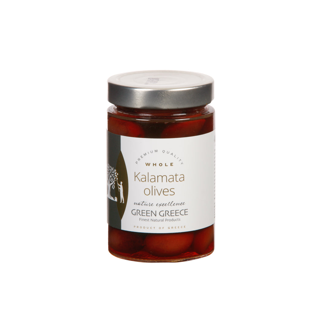 GREEN GREECE Kalamata Oliven im Glas 370g / 220g Abtropfgewicht