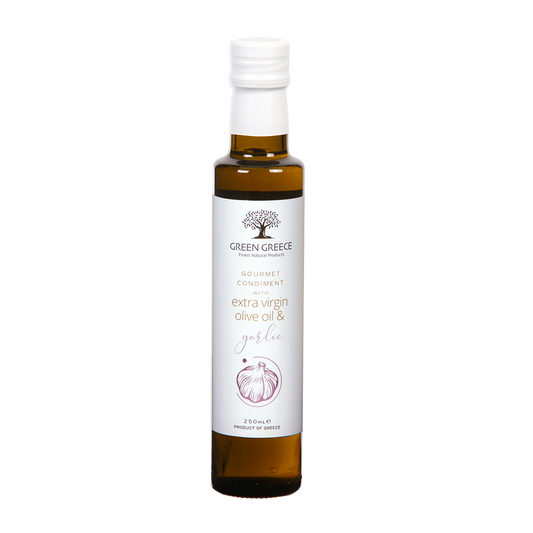 GREEN GREECE Gourmet Olivenöl 250ml - Extra Natives Olivenöl natürlich aromatisiert (Knoblauch)