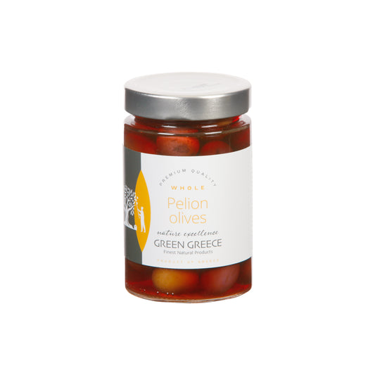GREEN GREECE Schwarze Oliven im Glas 370g / 220g Abtropfgewicht