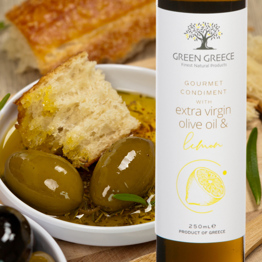 GREEN GREECE Gourmet Olivenöl 250ml - Extra Natives Olivenöl natürlich aromatisiert 4Set