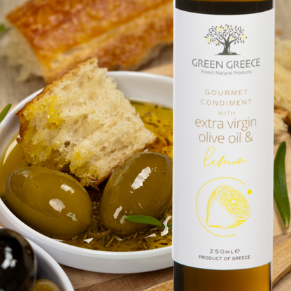 GREEN GREECE Gourmet Olivenöl 250ml - Extra Natives Olivenöl natürlich aromatisiert 4Set